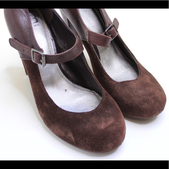 Gianni Bini Mary Jane Brown Suede/Leather Heels - Picture 4 of 8